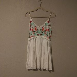 White embroidered pompom dress - small